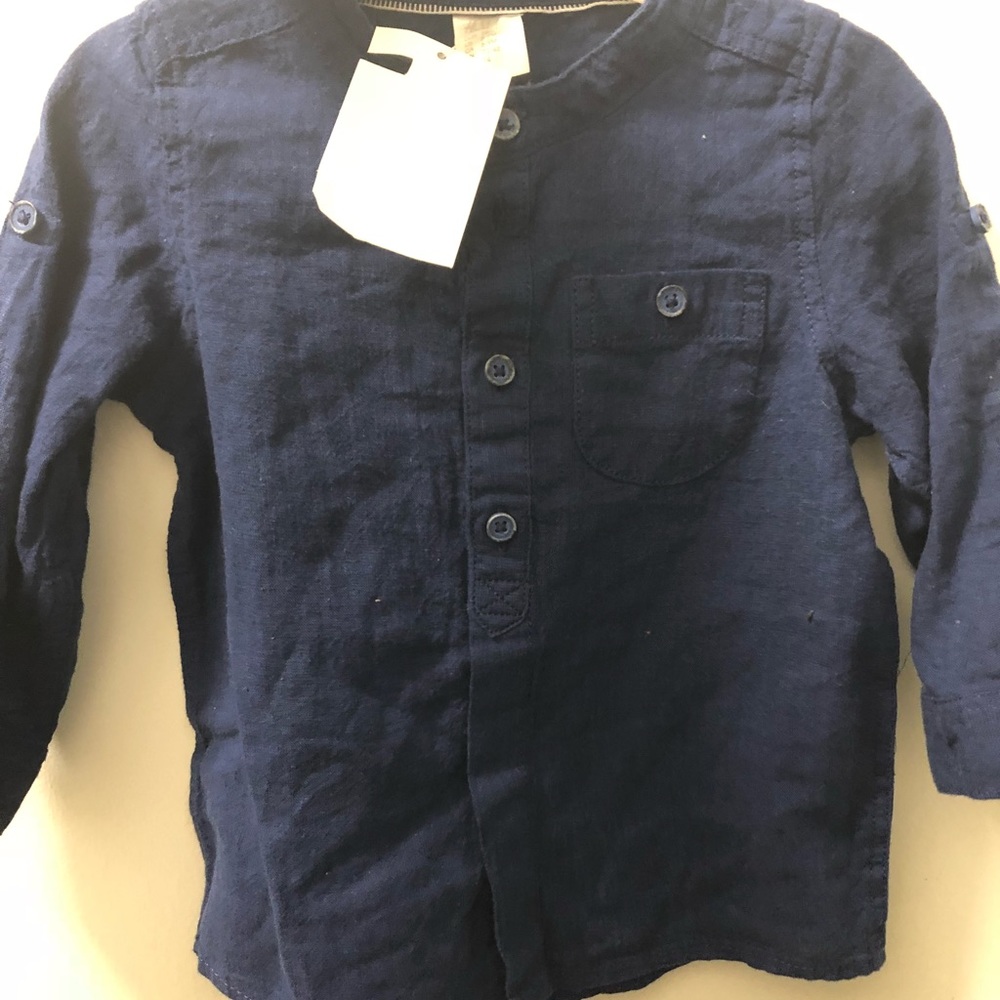 6-9 month denim and button down shirt with tags